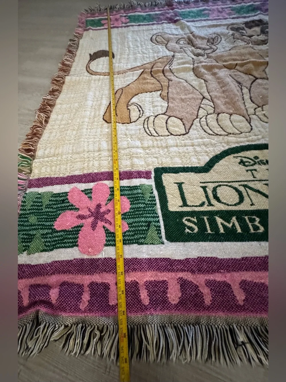 Vintage 1990’s Disney The Lion King Simba Blanket Throw Tapestry Knit Kidcore